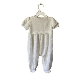 Vintage Baby Togs White Knit Romper Sz 6-9m